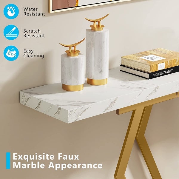 70.9 Inch Long Sofa Console Table for Entryway，Modern Hallway Accent Tables with Stylish Metal Legs