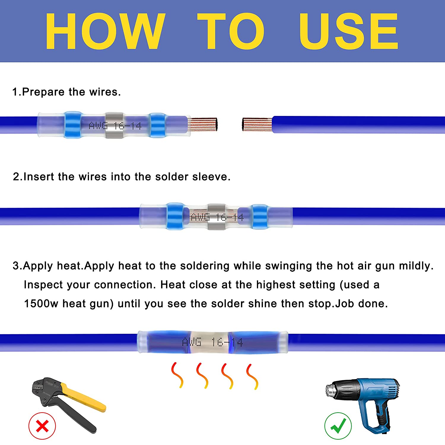 haisstronica 220PCS Solder Seal Wire Connectors-Waterproof Solder Wire Connectors