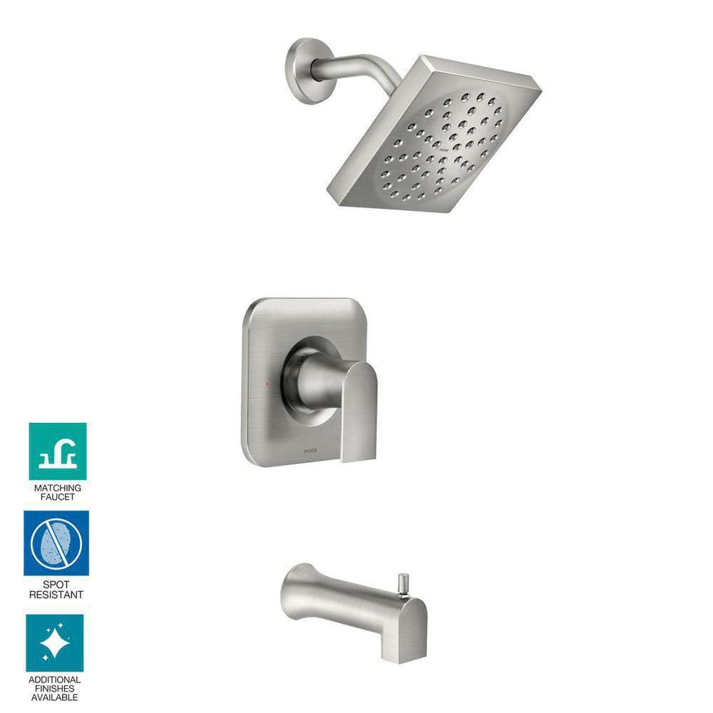 MOEN Genta SingleHandle 1Spray Tub and Shower Faucet in Spot Resist Brushed Nickel