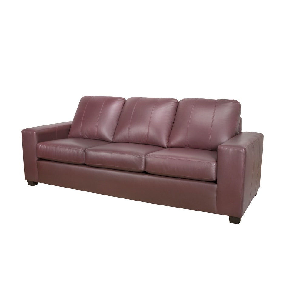 Eupora Genuine Leather Sofa  Loveseat and Chair Set   Burgundy