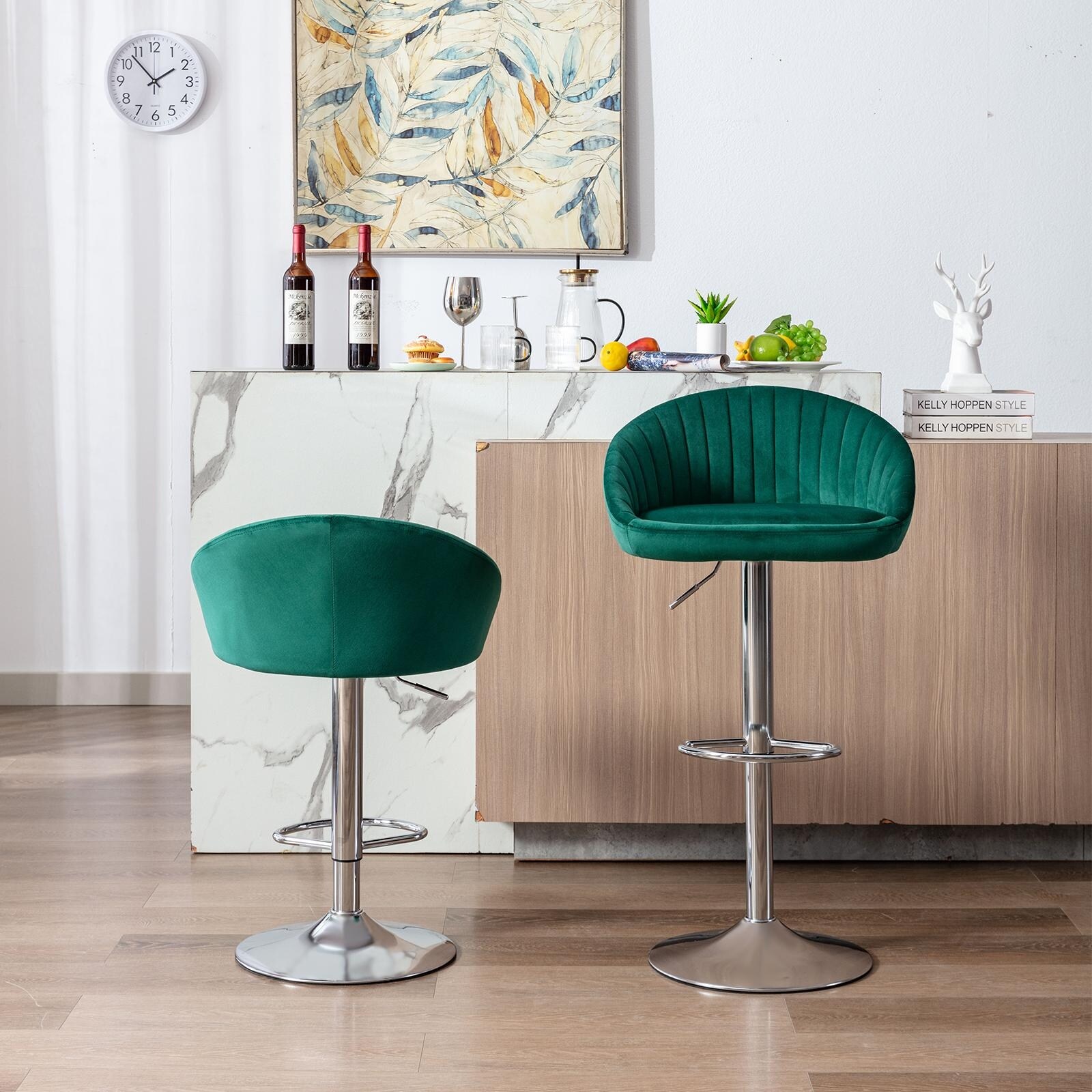 Modern Adjustable Counter Height Bar Stools 2pc