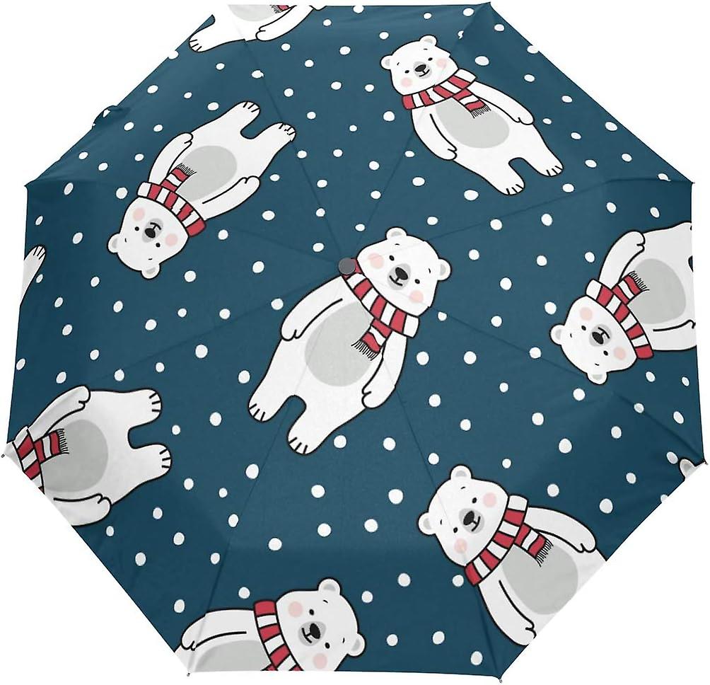 Travel Umbrella Automatic Windproof Foldable Umbrella Cute Polar Bear