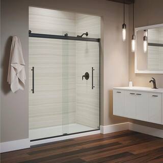 KOHLER Elmbrook 59.625 in. W x 73.5625 in. H Sliding Frameless Shower Door in Matte Black K-R706851-8L-BL