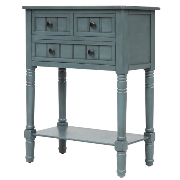 Console Table with Three Storage Drawers and Bottom Shelf for Living Room