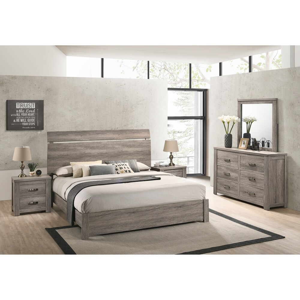 Roundhill Furniture Floren 5 piece Contemporary Weathered Gray Wood Bedroom Set