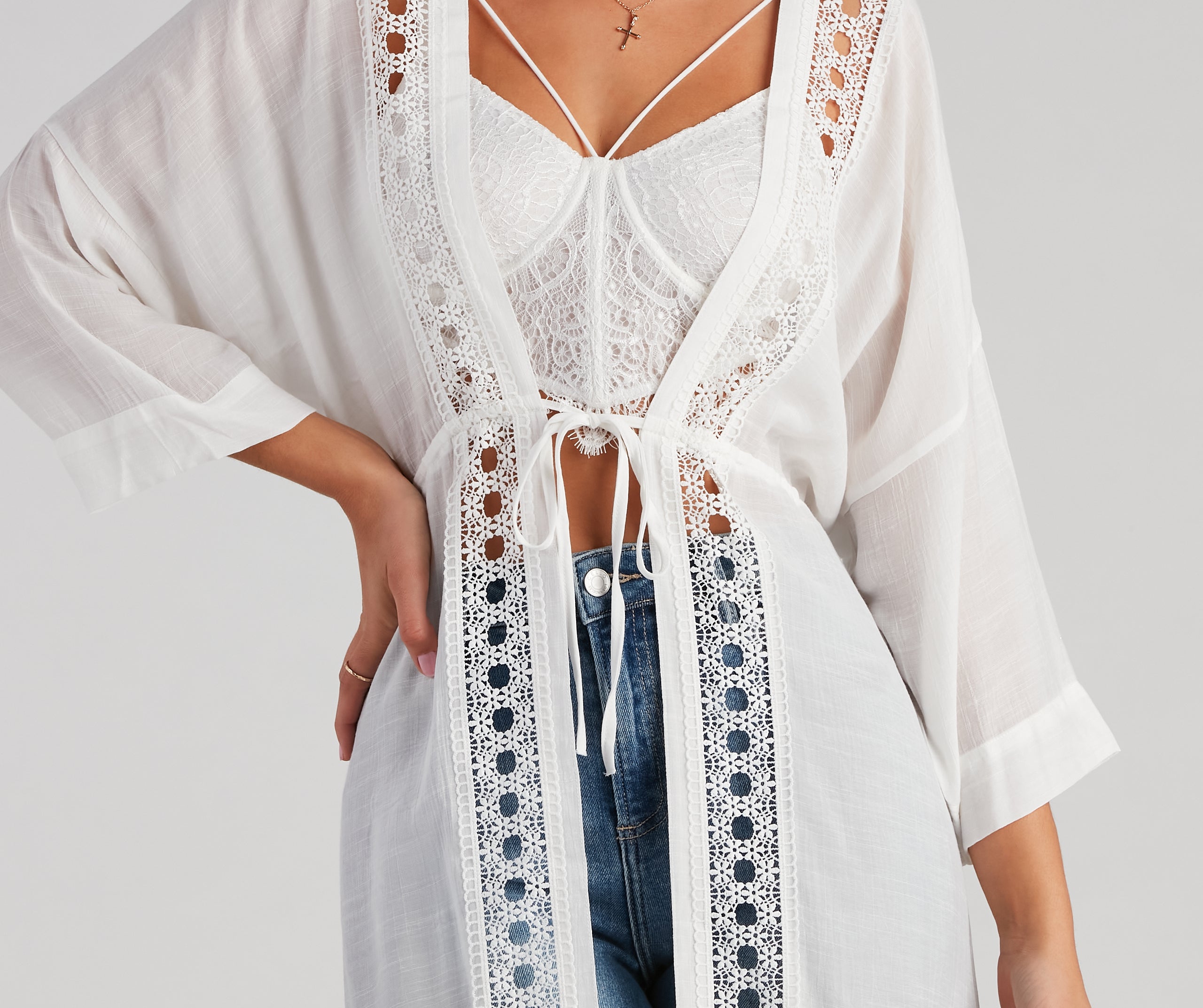 Palm Beach Linen Crochet Kimono