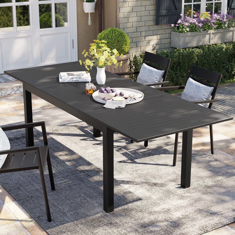 Outdoor Patio Dining Table Aluminum Extendable Rectangular   63\