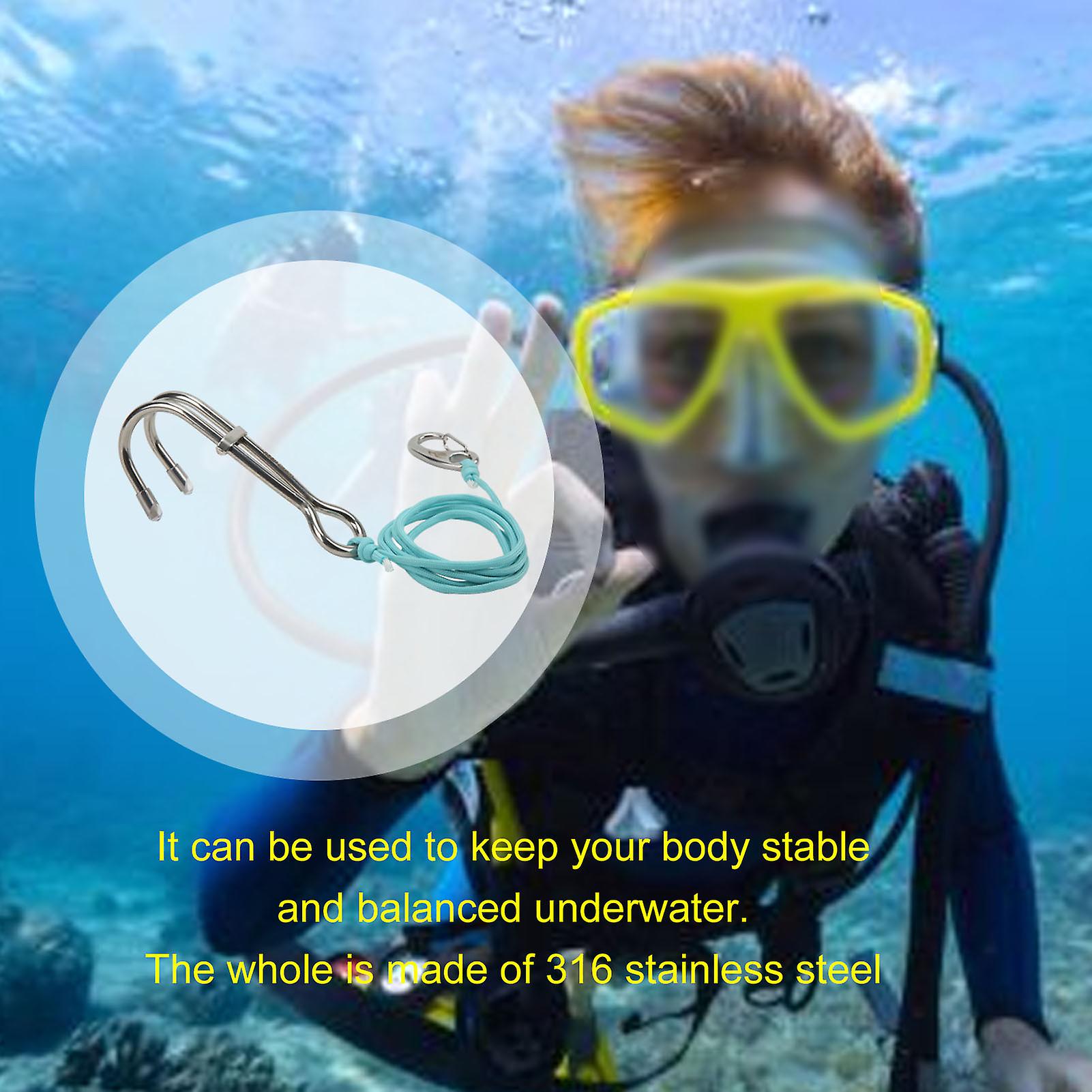 Scuba Diving Double Stainless Steel Drift Hook Cave Diving Accessories With Luminous Line For Cave Dive Accessorie[luminous Sky Blue]