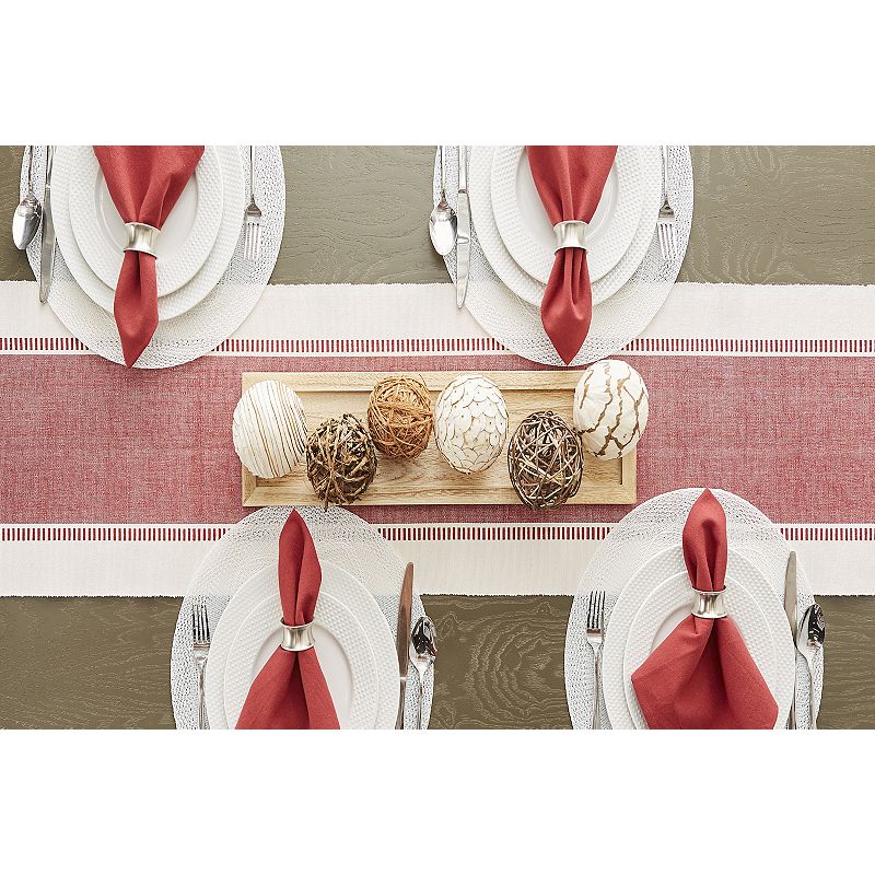 13 x 72 Red and White Dobby Striped Rectangular Table Runner