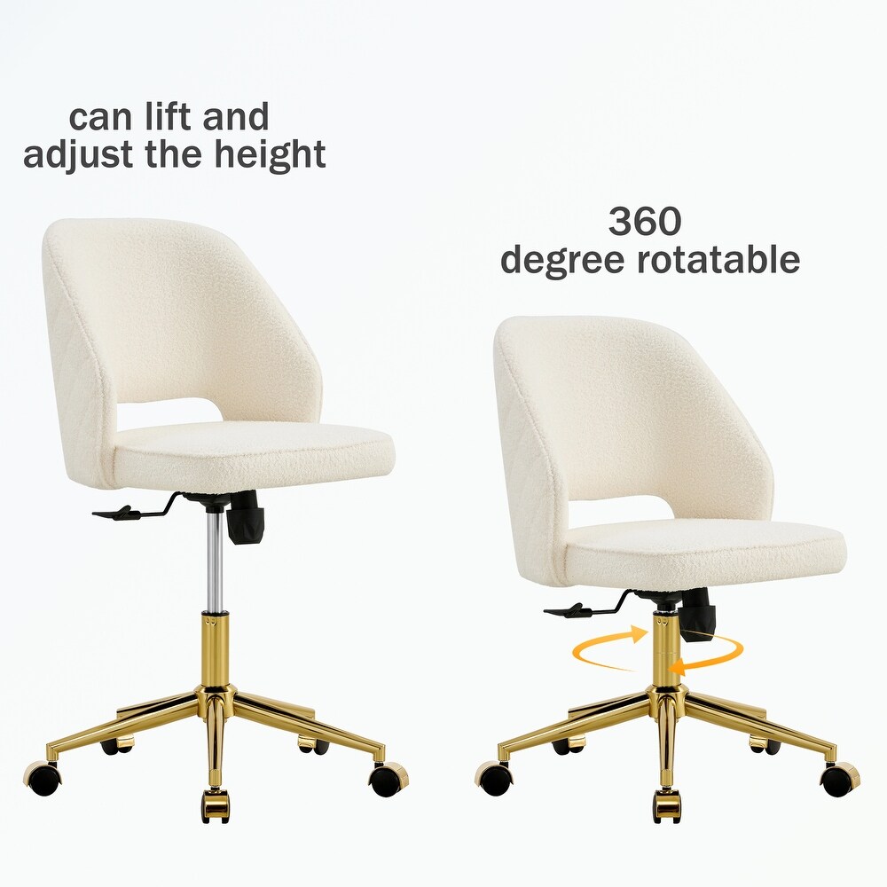 Velvet Office Chairs  Adjustable 360 °Armless Swivel