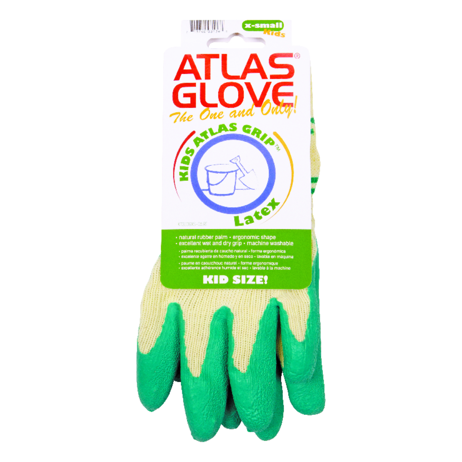 Atlas Kid Tuff Unisex Indoor and Outdoor Gardening Gloves Green/Yellow XS 1 pair