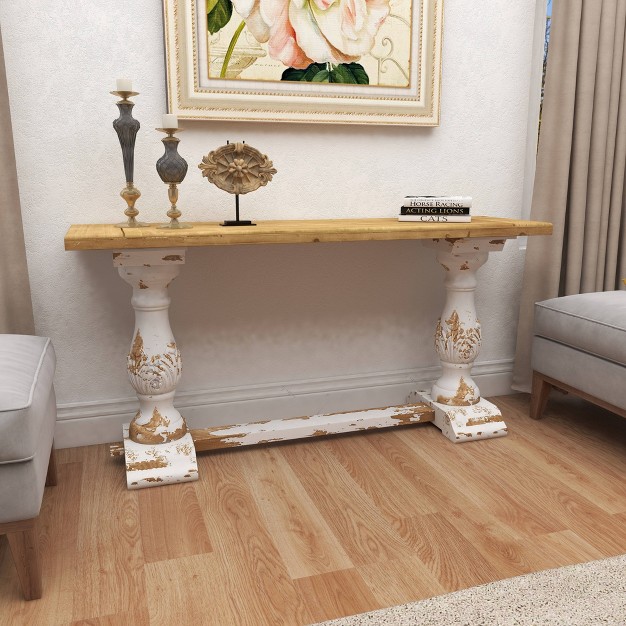 Vintage Wood Console Table White Olivia amp May