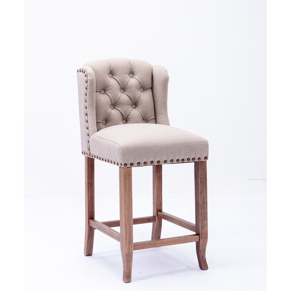 Bar Chairs with Tufted Upholstered Set of 2