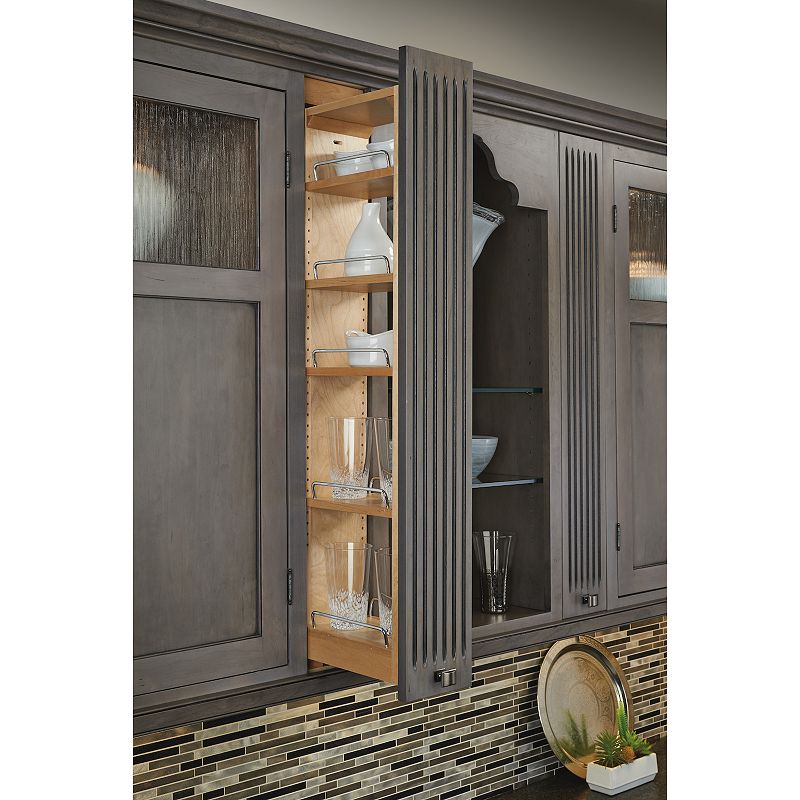 Rev-A-Shelf Pull Out Wall Filler Cabinet Wooden Organizer， 42 Hgt， 432-WF42-3C