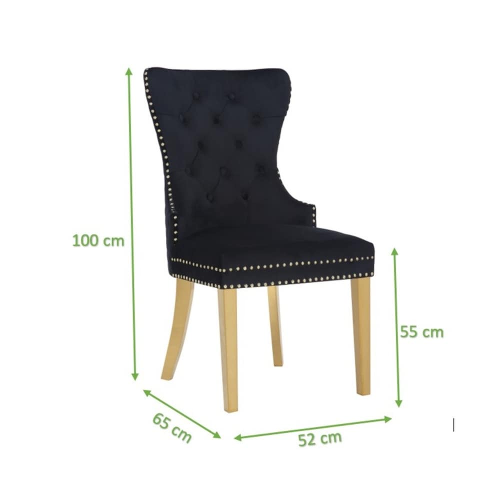 Simba Gold Legs Dinning Chair Finish with Velvet Fabric   2 Chair per Box