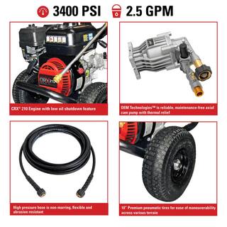 SIMPSON Clean Machine 3400 PSI 2.5 GPM Gas Cold Water Pressure Washer with CRX 210 Engine CM61083