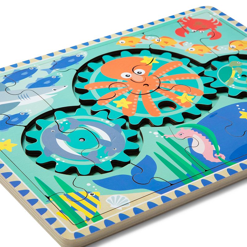 Melissa and Doug Wooden Underwater Jigsaw Spinning Gear Puzzle