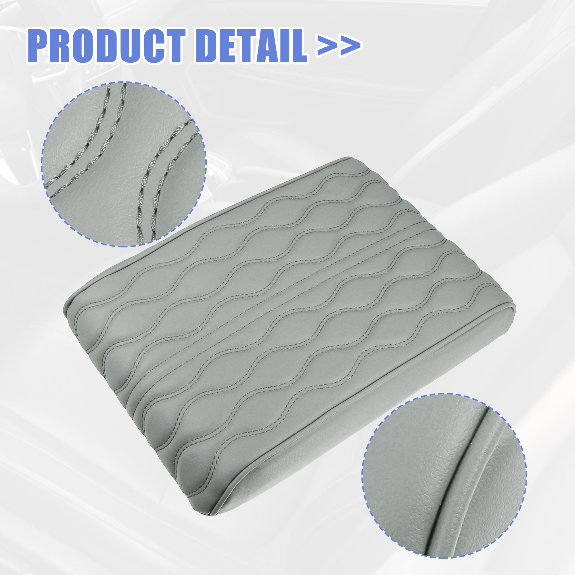 Auto Armrest Cushion Cover Center Console Box Pad Waterproof Faux Leather Cushion Pad Protector Universal Gray