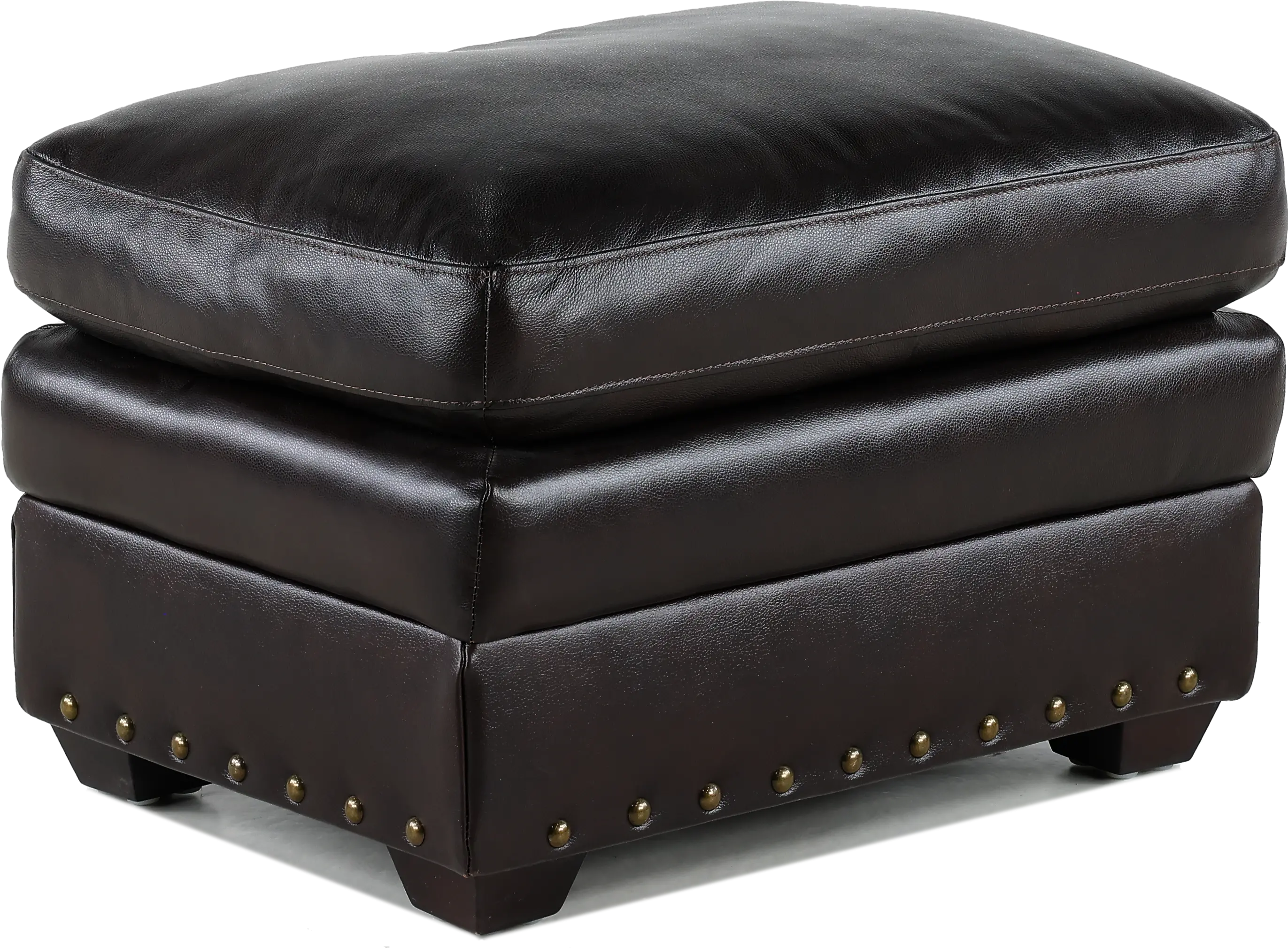 Derrick Dark Brown Leather Ottoman