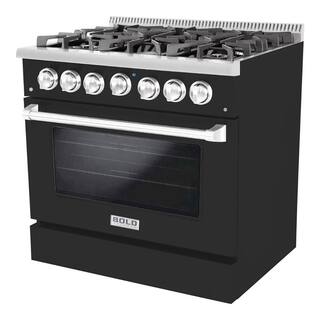 Hallman BOLD 36 in. 5.2 cu. ft. 6 Burner Freestanding All Gas Range with Gas Stove and Gas Oven in. Grey Family HBRG36CMMG-LP