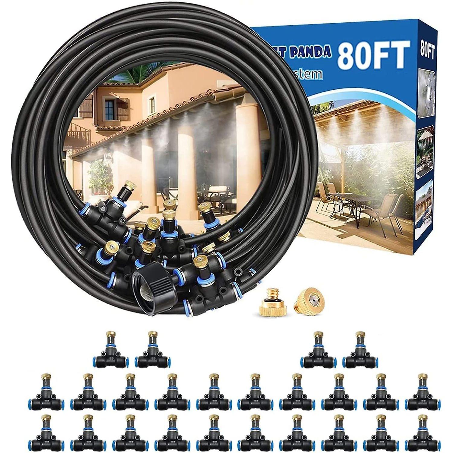 Misting Cooling System，outside Water Misters For Outdoor Patio，80ft(24m)，backyard Mist Hose Kits-garden，greenhouse，fan，deck，umbrella，canopy，pool，porch