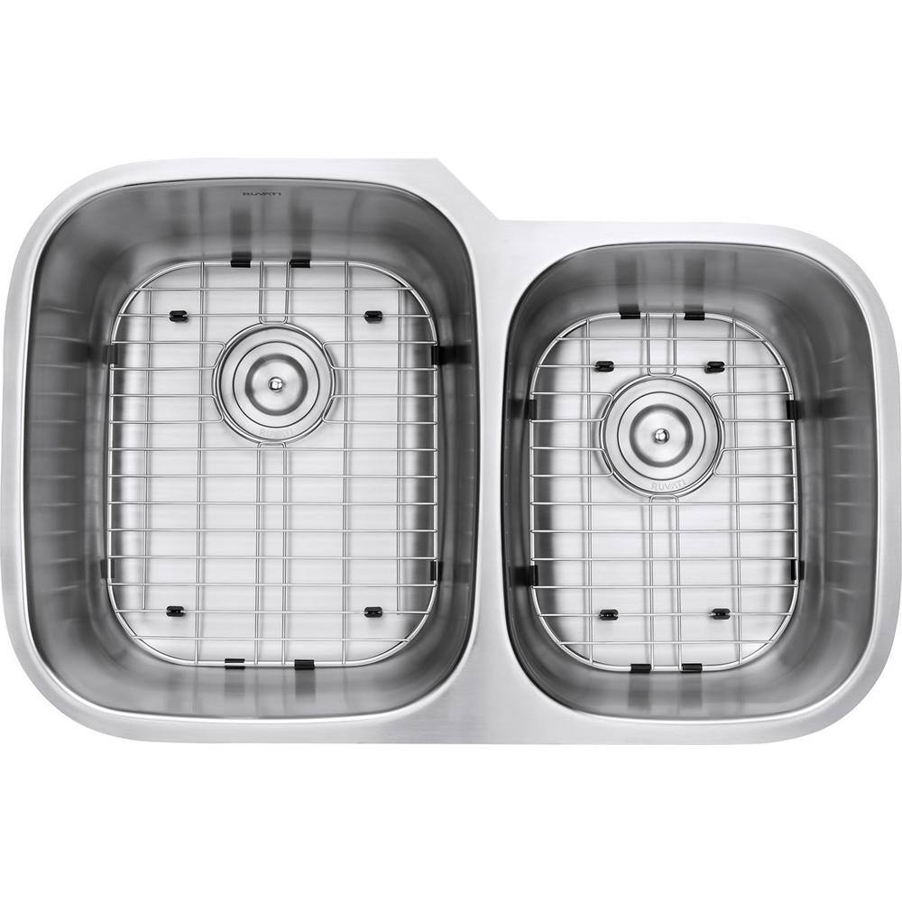 Ruvati 32 in. 6040 Undermount 16-Gauge Stainless Steel Double Bowl Kitchen Sink RVM4310