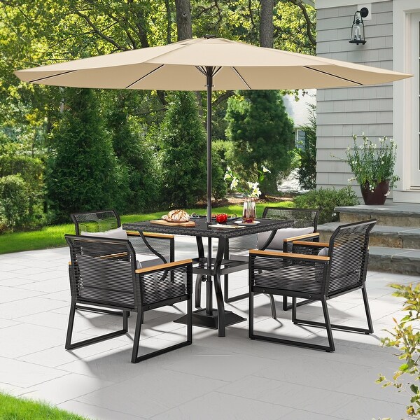 5Piece Patio Furniture Dining Set AllWeather Rattan Conversation Set