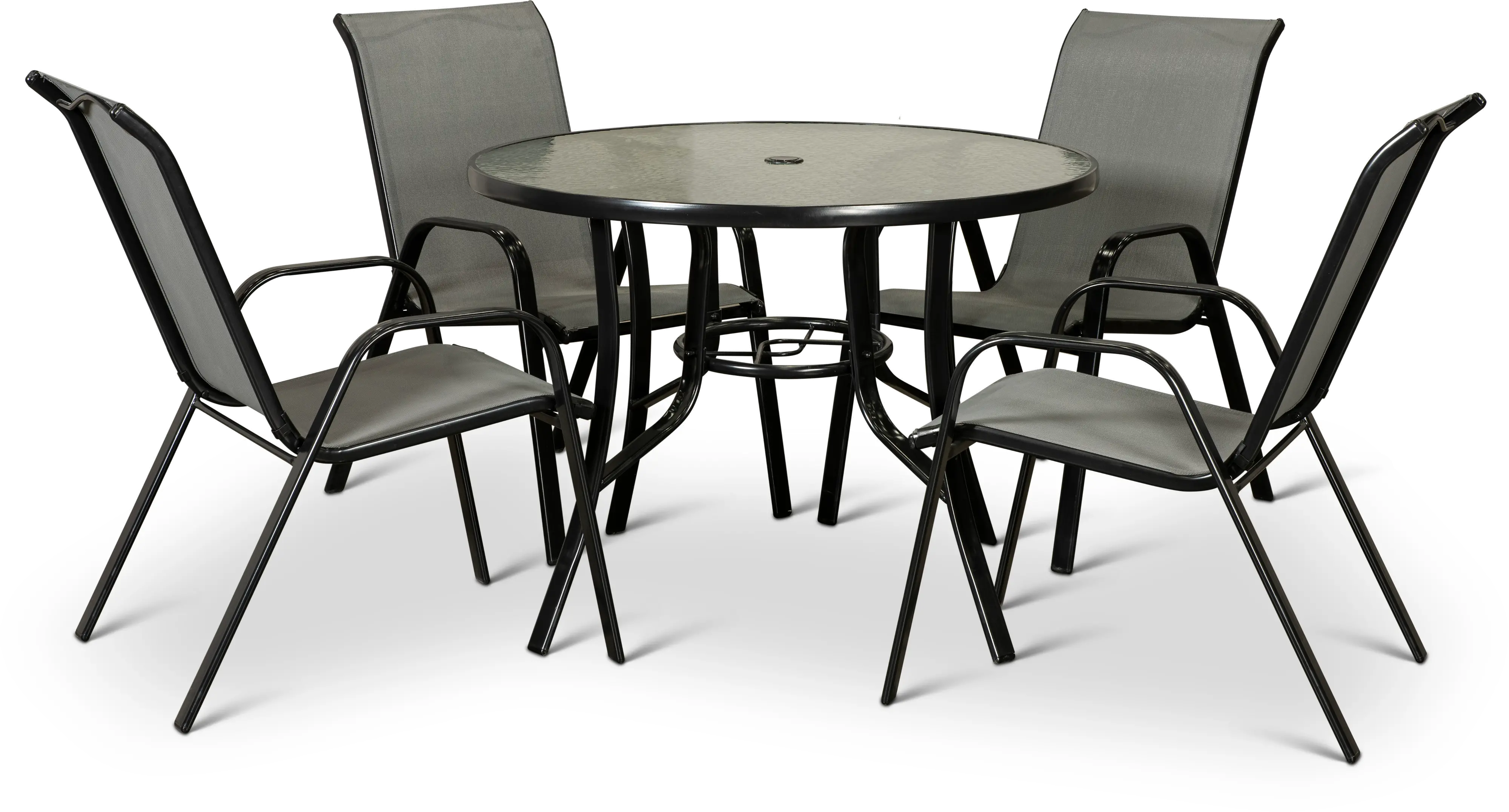 Bali 5 Piece Round Patio Dining Set with 4 Sling Chairs