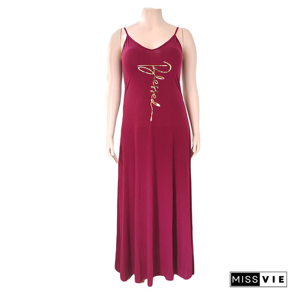 Plus Size Sleeveless V-Neck Loose Maxi Dress