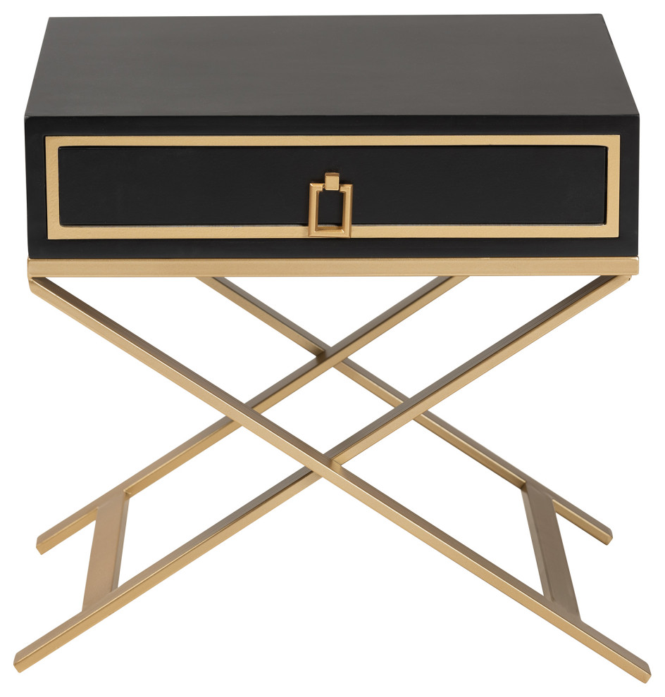 Lyvia Black and Gold 1 Drawer End Table   Contemporary   Side Tables And End Tables   by Baxton Studio  Houzz