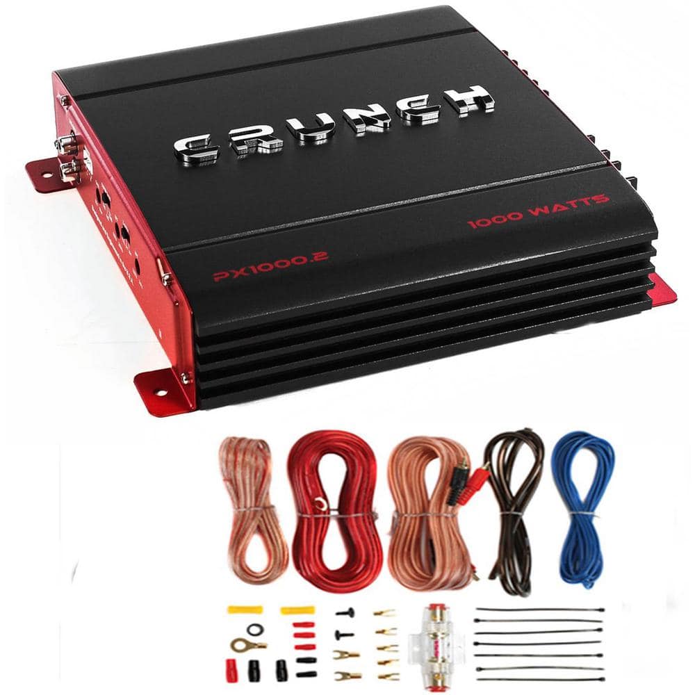 Crunch 4 Channel 1000-Watt Amp Car Stereo Amplifier plus Wiring Kit PX-1000.4 + AKS8