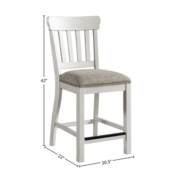 Drake Two-Toned Rustic White and Oak Slat Back Counter Height Barstool (Set of 2)