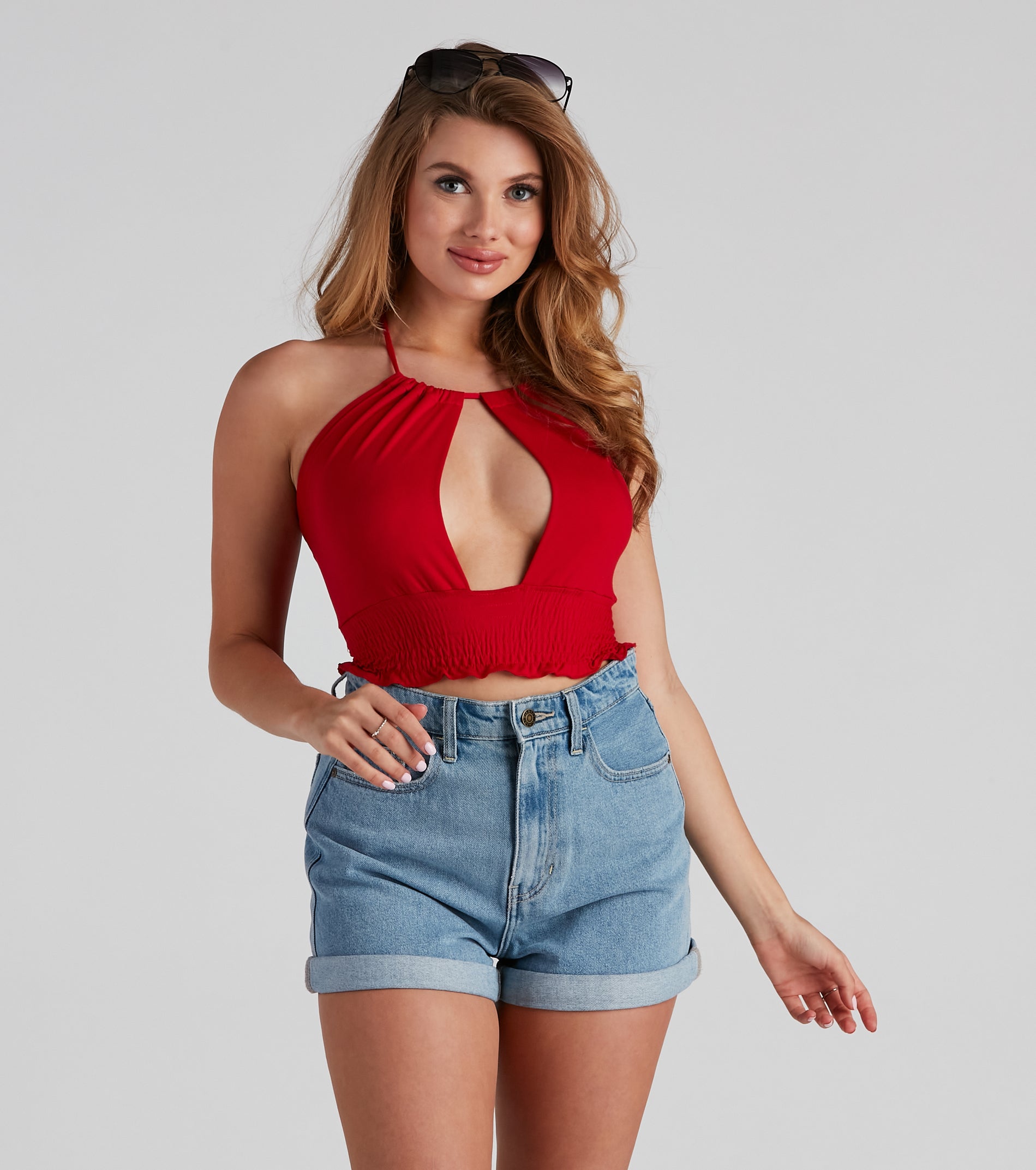 Hot Take Halter Smocked Crop Top