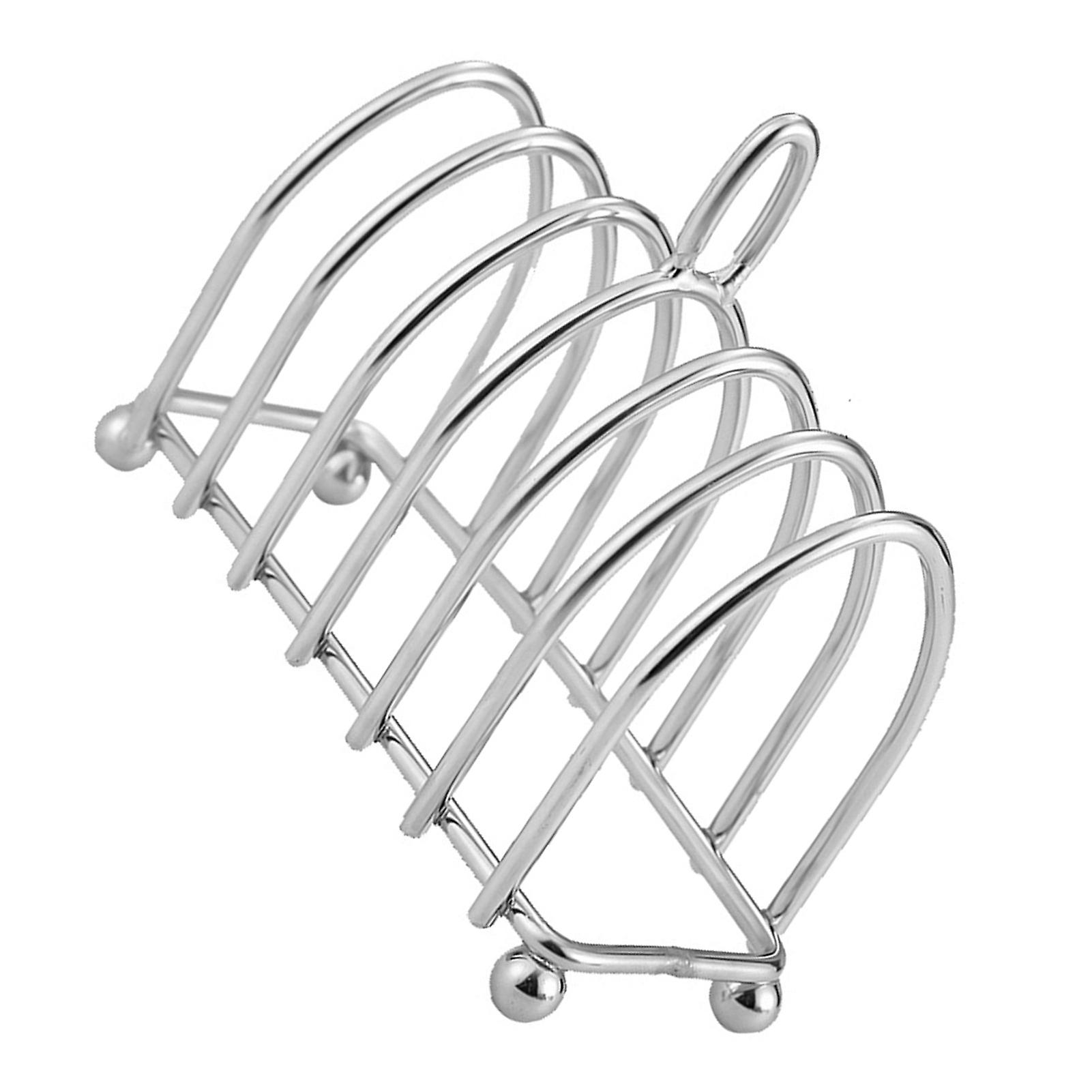 Toast Rack Stainless Steel 6 Slice Slot Breakfast Toast Bread Rack Holder with Handle for Kitchen Bakery