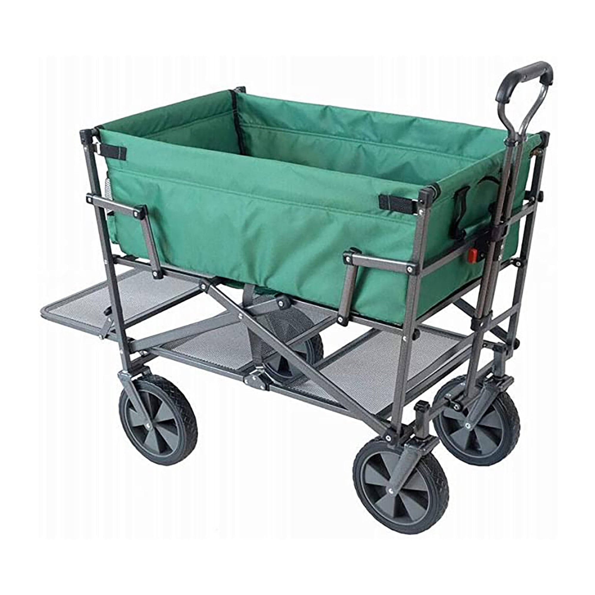 Mac Sports Double Decker Wagon: Green - Collapsible Outdoor Utility Garden Cart， 150 Lb Capacity， 32.5 x 17.5 x 10.5