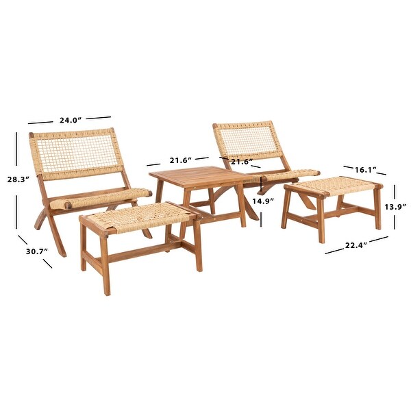 SAFAVIEH Casella Acacia/ Rope Outdoor Chair and Table Set