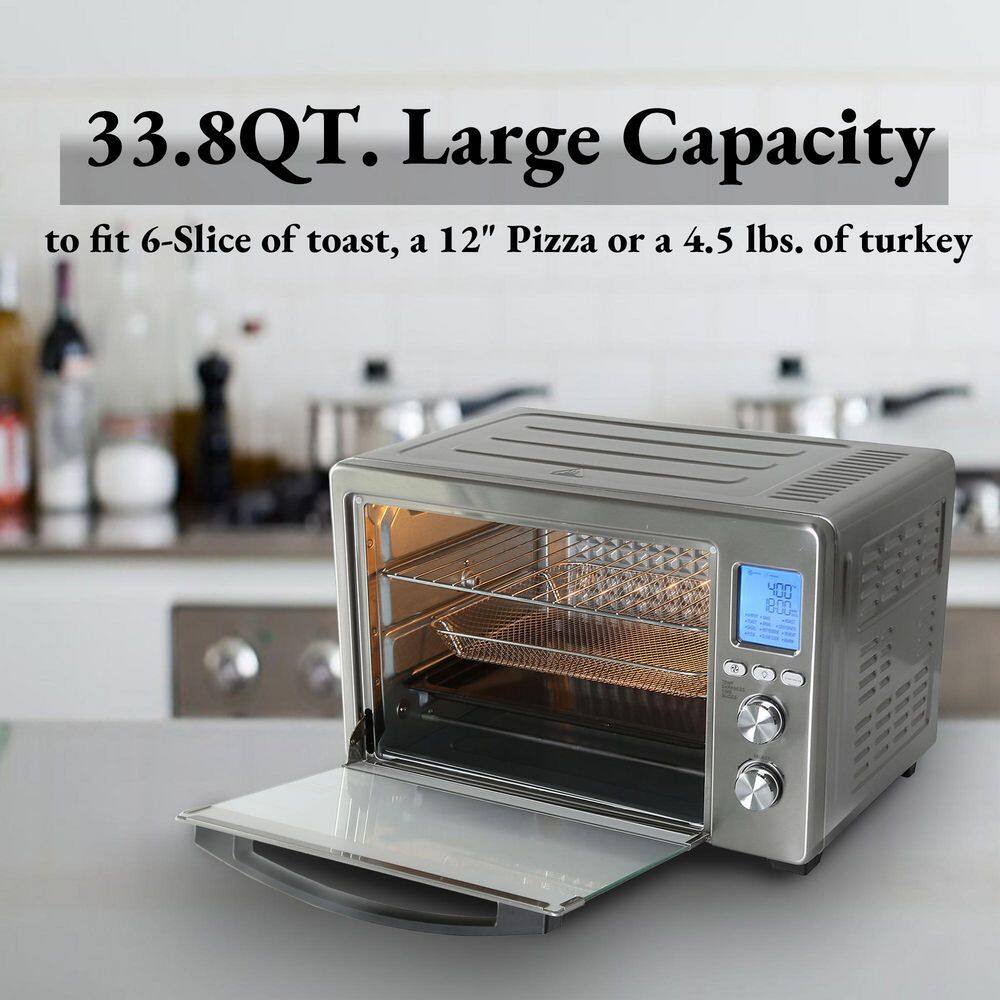 LNC 1.31Cu.ft Large Capacity 6-Slice Stainless Steel Multifunctional Digital Toaster Oven with 12-Cook Modes 3EERVYHD1000S68