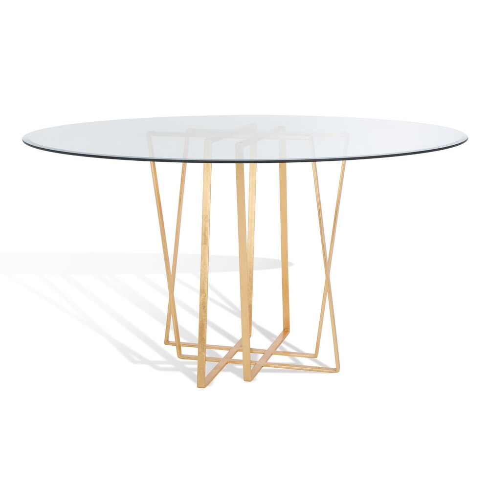 SAFAVIEH Couture Scotty Metal And Glass Dining Table   54 IN W x 54 IN D x 30 IN H