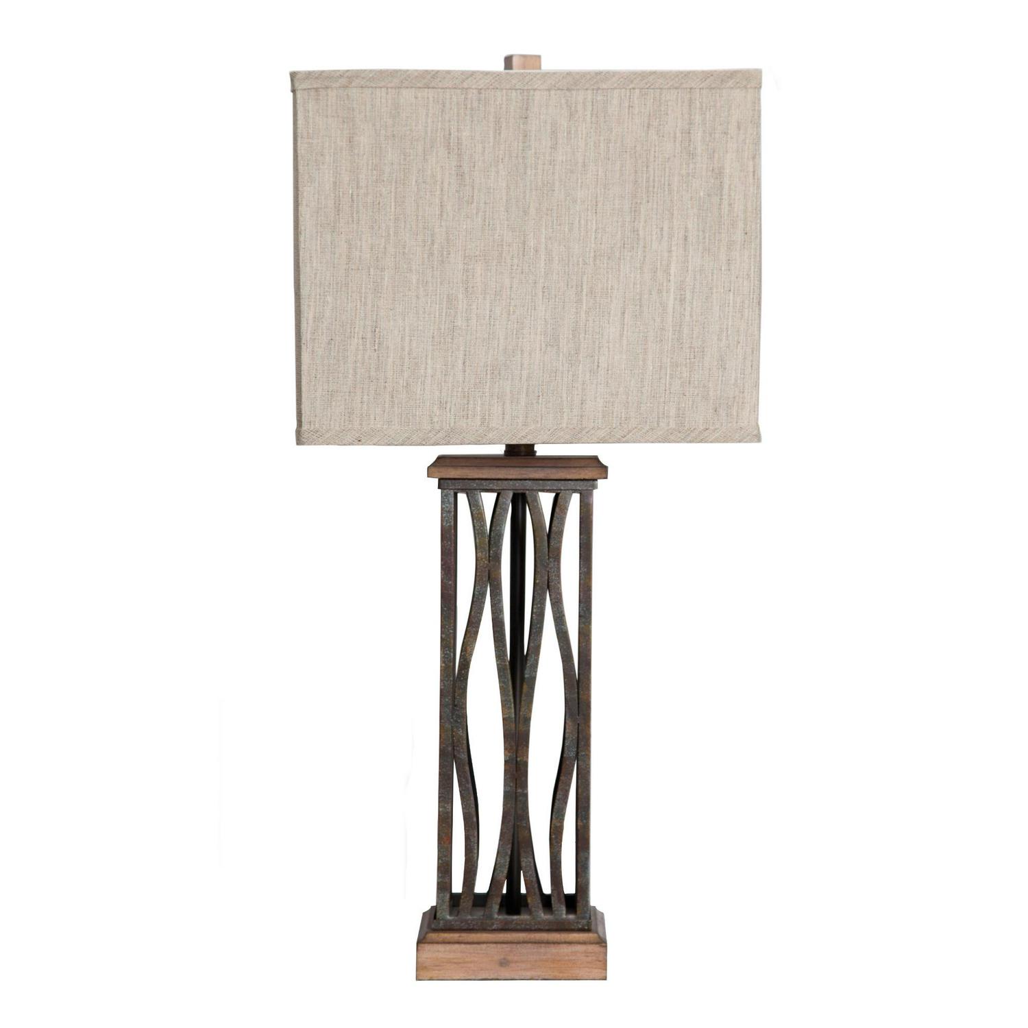 The Silverwood 29 Modern Bronze Metal Table Lamp with Beige Shade， LED Bulb Included