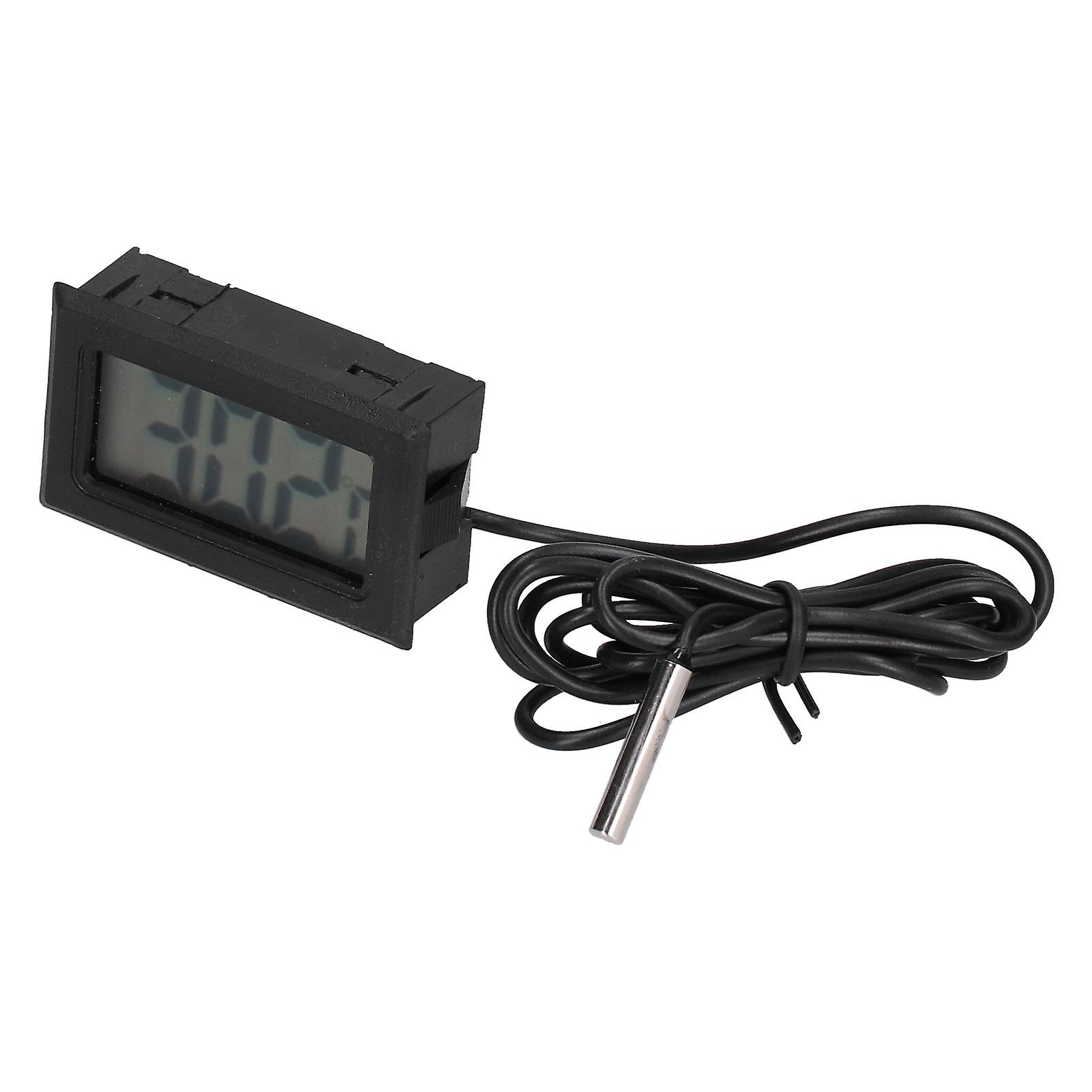 Digital Electronic Temperature Gauge Black Abs Lcd Thermometer With External Probe