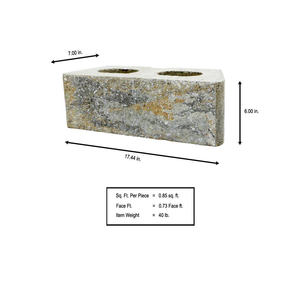 Pavestone RockWall Large 6 in. x 17.5 in. x 7 in. Yukon Concrete Retaining Wall Block 79850