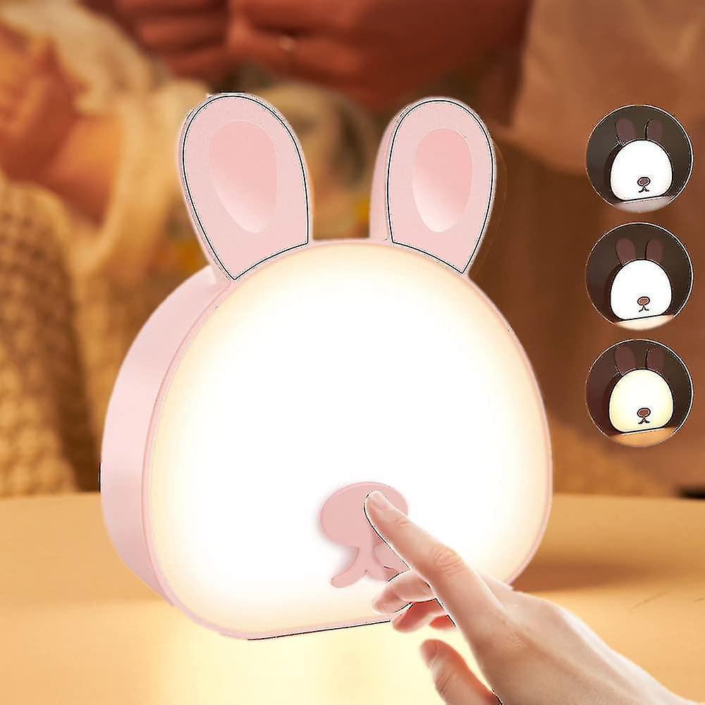 Touch Led Night Light Dimmable Cartoon Rabbit Bedside Light Touch Console Light With 3 Color Changin