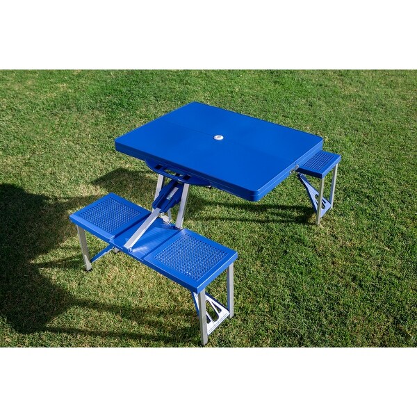 Picnic Table Blue Portable Folding Table with Seats