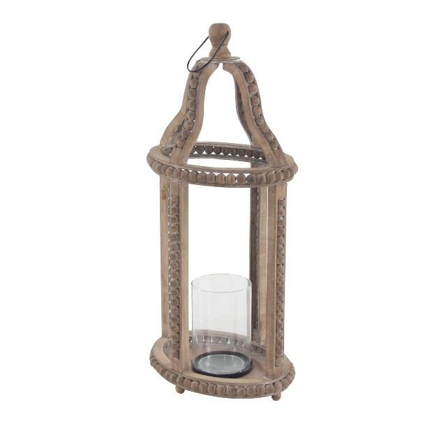 X 13 quot Rustic Glass wood Cage Style Candle Holder Brown Olivia amp May