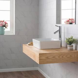 KRAUS Elavo Modern Rectangular Vessel White Porcelain Ceramic Bathroom Sink 19 inch (2-Pack) KCV-121-2PK