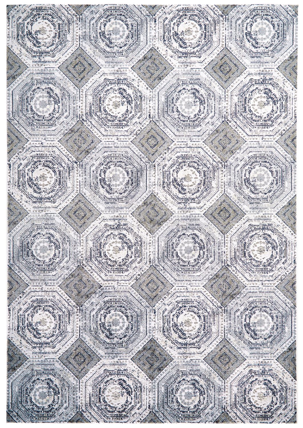 Crowford White and Gray Rug by BD Fine