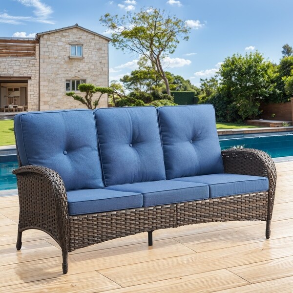 Gymojoy 3Seat Outdoor Wicker Sofa with Professional Outdoor Cushions