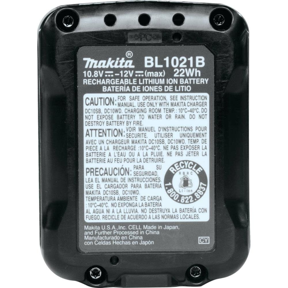 Makita 12V Max CXT Lithium-Ion 2.0 Ah Battery 2/pk BL1021B-2 from Makita