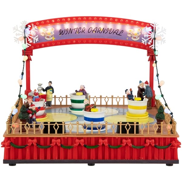 Animated and Musical Winter Carnival Teacup Ride Christmas Village Display