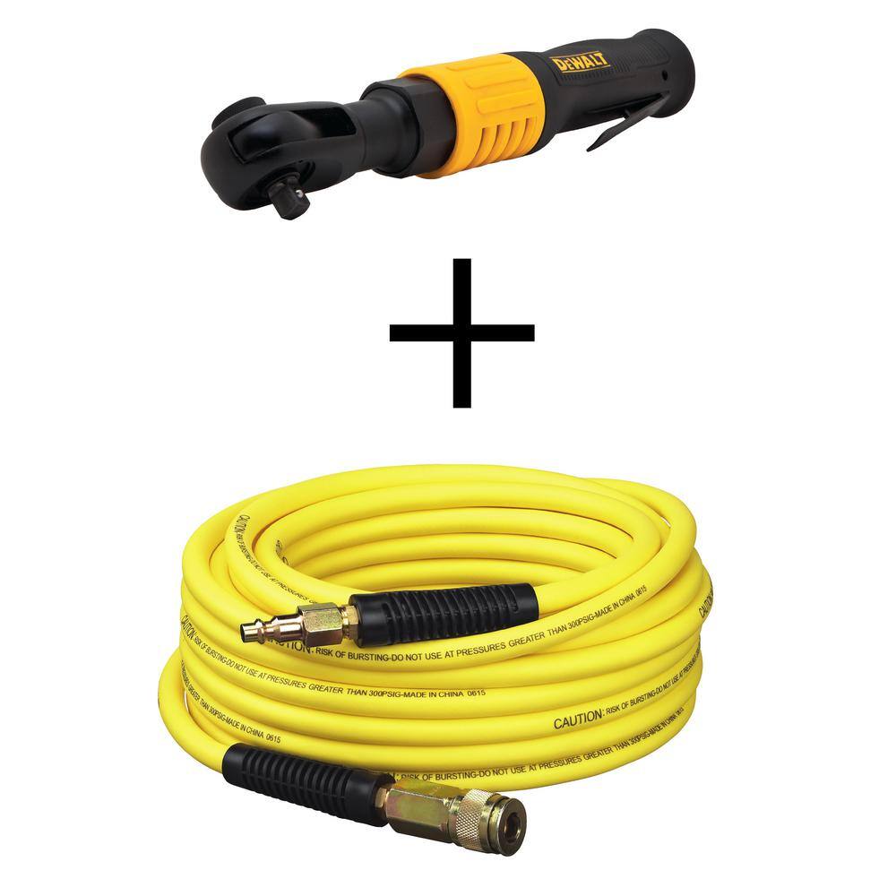 DW 38 in. Pneumatic Ratchet and 50 ft. x 14 in. Air Hose DWMT70776W1450D